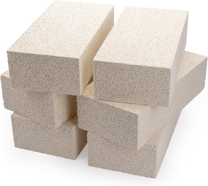 CFKJ 6 Pieces Insulating Fire Brick for Ovens, Kilns, Blacksmith, Fireplaces, Forges 9" x 4.5" x 2.5" 2300F Rated Insulating Fire Bricks - Image 1